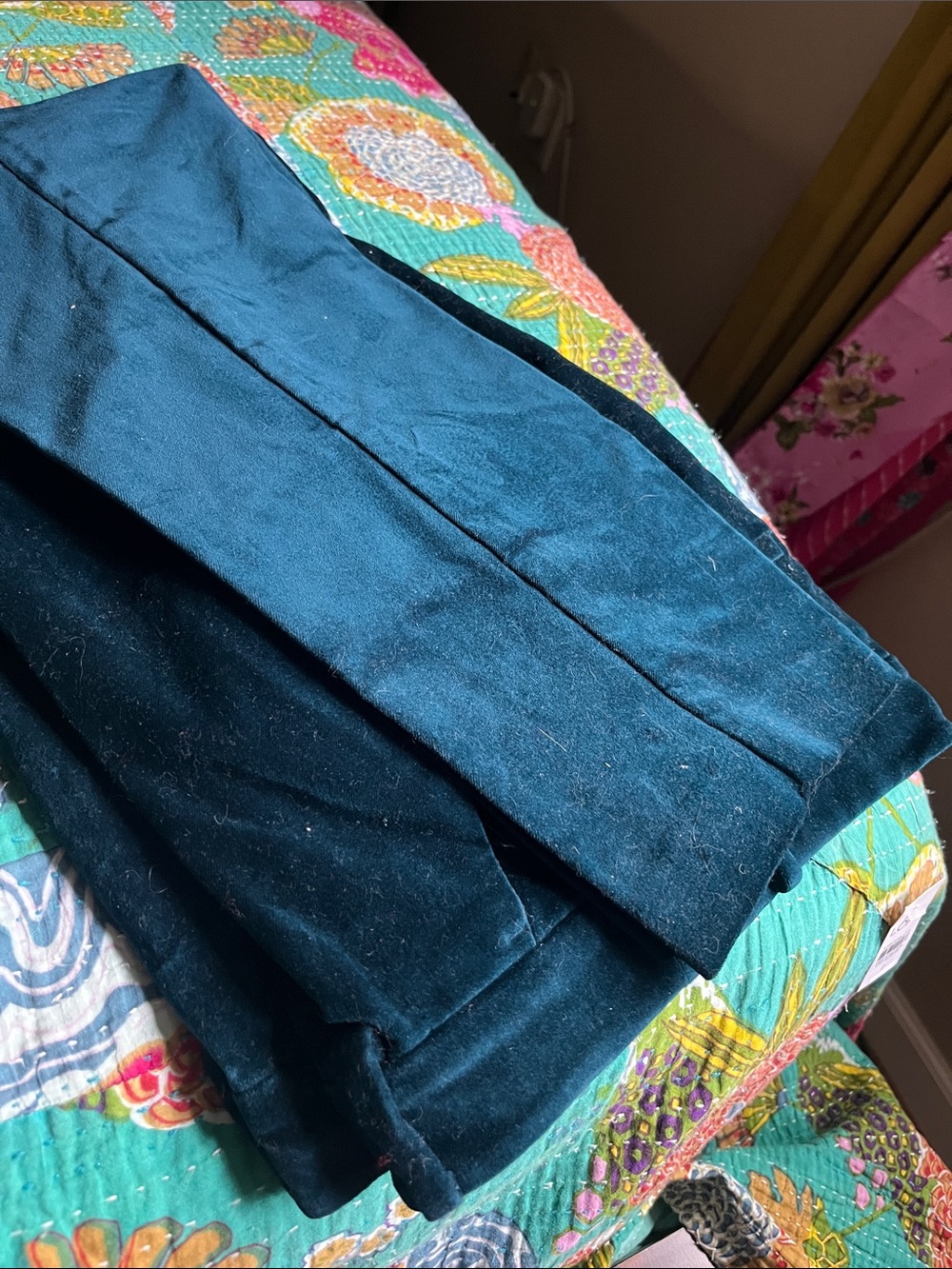 LOFT Dark Teal/Peacock Colored Velour Ankle Pants